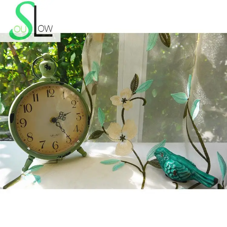 

[Slow Soul] New American Embroidery Curtain Bedroom Living Room Leaves Curtains Cortinas For Modern Fabric And Tulle Luxury