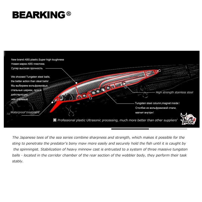 BEARKING 160 мм 30 г Горячие рыболовные приманки, разные цвета, гольян Кривошип Вольфрамовая система веса воблер модель Кривошип приманки