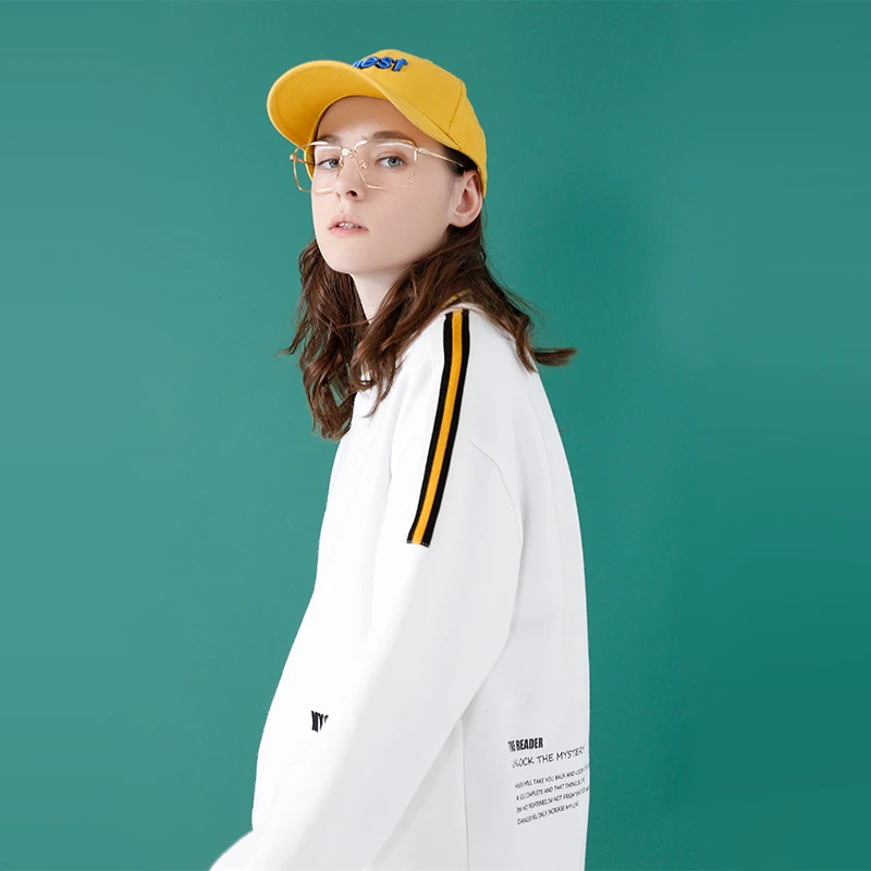 Toyouth النساء بلوزة من الصوف التطريز إلكتروني Sudaderas موهير طويلة الأكمام هوديس عارضة مخطط رياضية