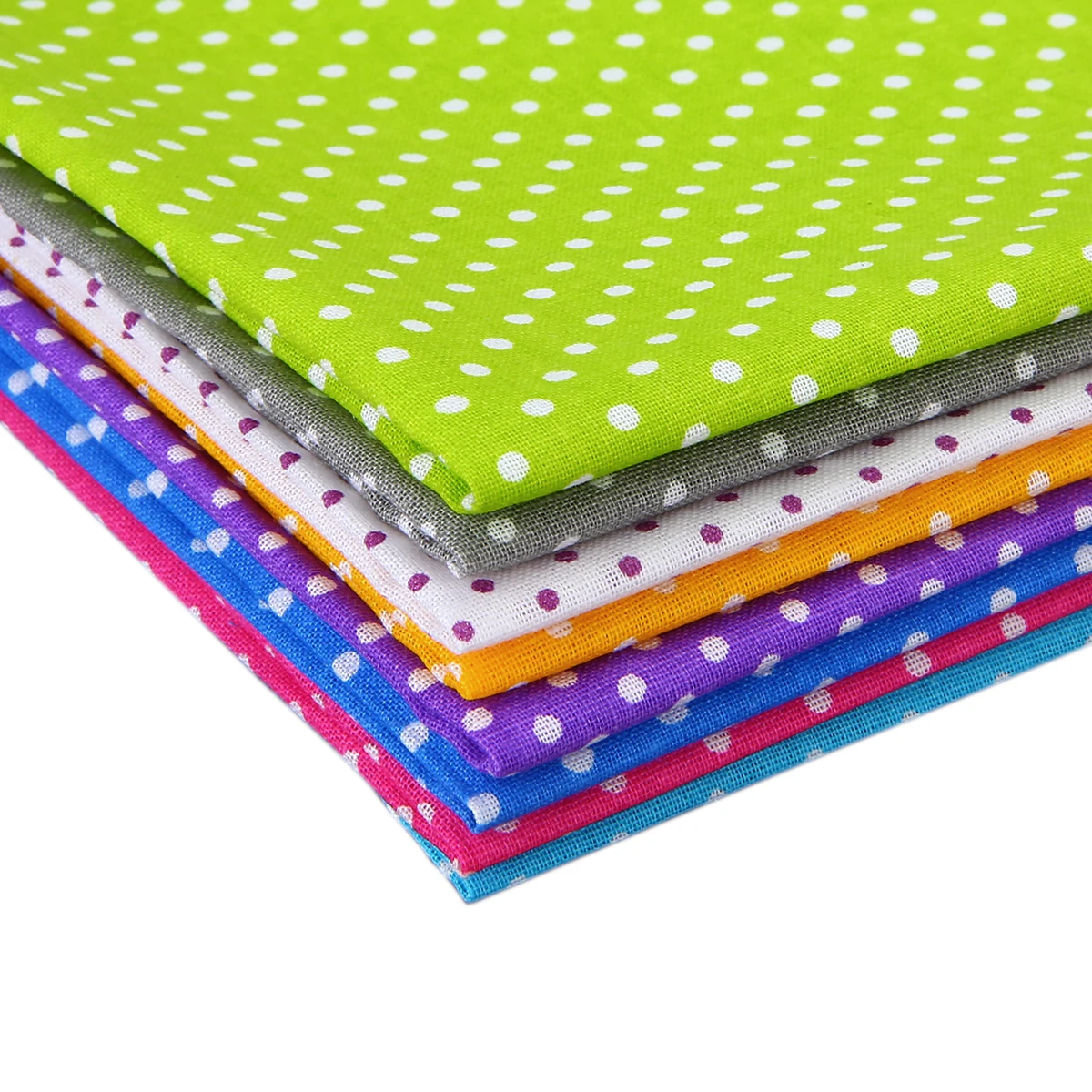 8pcs Colorful Wave Point Print Fabric Cloth 25*25cm Squares Pre Cut 100% Cotton Fabric Quilt Fabric Quarters DIY Home Decoration