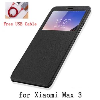 

Luxury Smart On/off Case for Xiaomi Max 3 PU Leather Phone Cases Flip Cover for Fundas Xiaomi MI Max 3 Skin Free Gift USB Cable