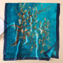 Весна осень женский натуральный шелковый шарф абстрактное дерево шелковые шарфы с принтом и шали пляжные накидки 180*90 см
