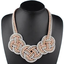 Ожерелье Claire Jin с тремя цветками и кристаллами, богемное ожерелье для женщин, ручная работа, плетеные этнические ювелирные изделия, колье, модные аксессуары