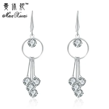 

Trendy Personality Design Cubic Zirconia Tassel Long Earrings For Women Fashion Round Circle Drop Earrings Jewelry Accessories