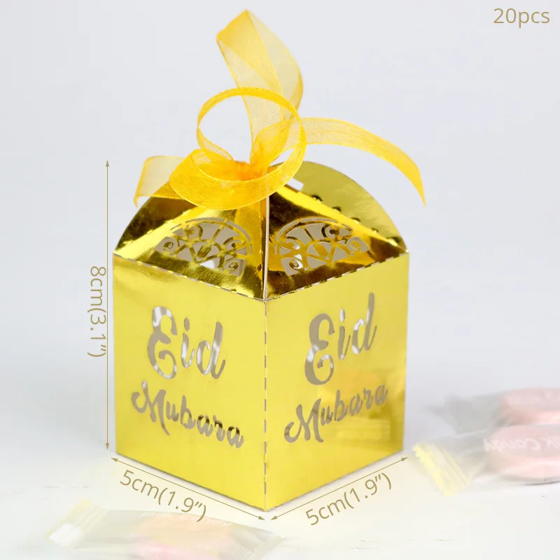 Рамадан украшения золотые, серебряные, полые подарочные коробки для конфет коробка для Eid Mubarak Hajj Рамадан вечерние украшения мусульманские подарки на праздник - Цвет: gift box