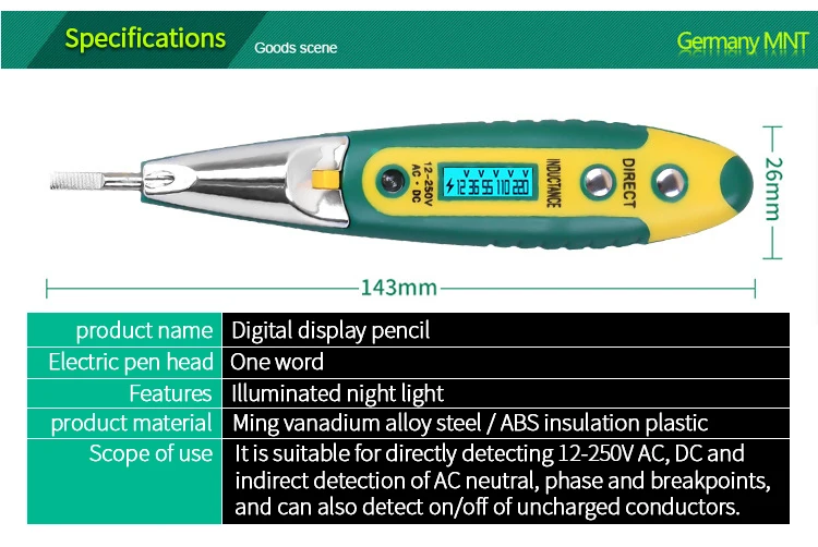 Детектор электричества тестовый светильник карандаш напряжение тест мощности er зонд Датчик прочный