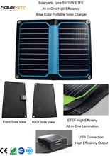 Solarparts 1x 5V/10W blue color ETFE lamianted all-in-one high efficiency portable solar charger 12V solar panel cell flexible