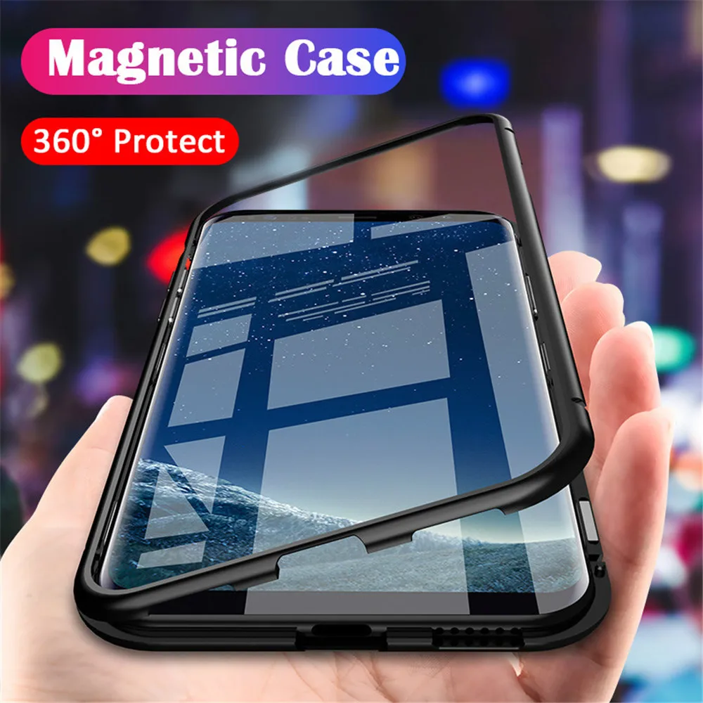 

Magnetic Adsorption Phone Case For Xiaomi Redmi 7A K20 Pro Note 5 Pro Flip Case Glass Metal Back Case For Xiaomi Mi 9T 8 SE Case