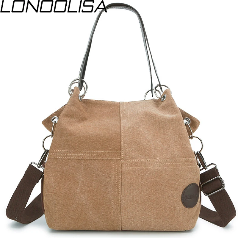 

LONOOLISA Vintage Canvas Shoulder Bag Patchwork Women Handbags Ladies Hand Bag Tote Casual Bolsos Mujer Bolsas Feminina 2019 SAC