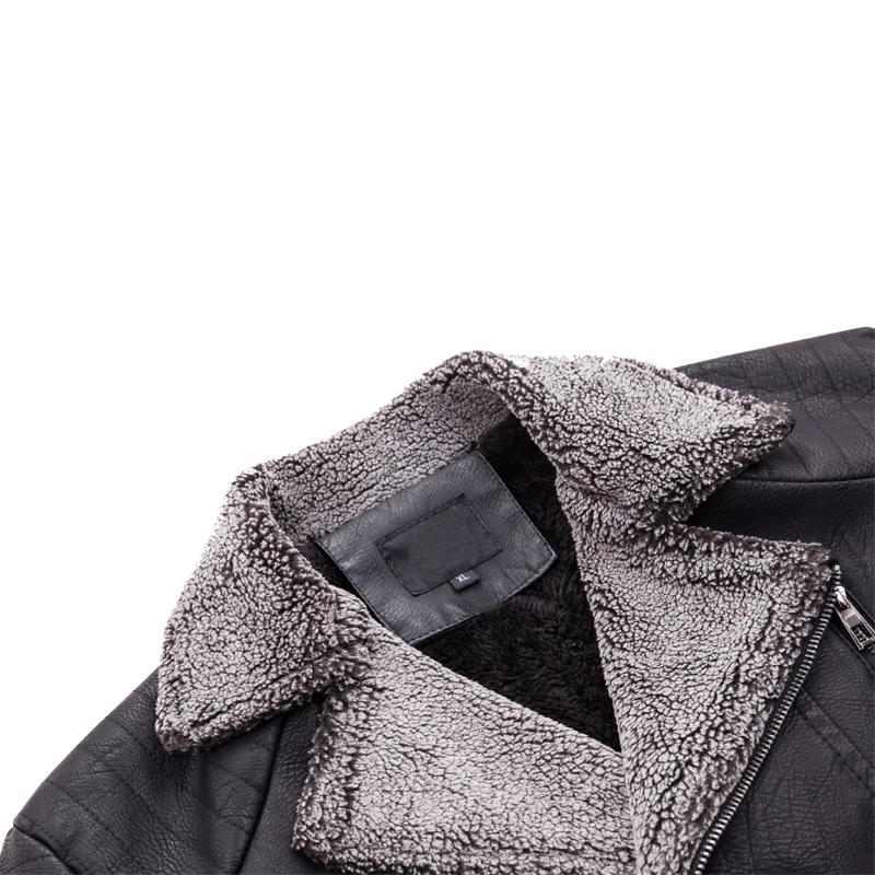Новая кожаная куртка мужская плюс бархатная теплая кожаная с мехом Зимняя мода Локомотив стиль Мужская куртка однотонное пальто с отложным воротником