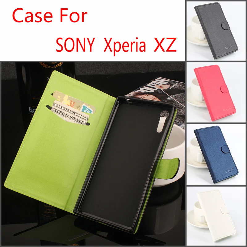 

For Sony Xperia XZ Phone Case Fashion Pure Color Folio Flip Premium PU Leather Wallet Case Cover Cash/Card Slots Factory Price
