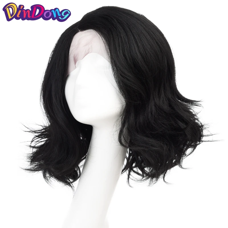 

DinDong Ombre Blonde Natural Wave Short Bob Wig Synthetic L Part Lace Front Wigs 12 Inches Heat Resistant Fiber Deep Parting