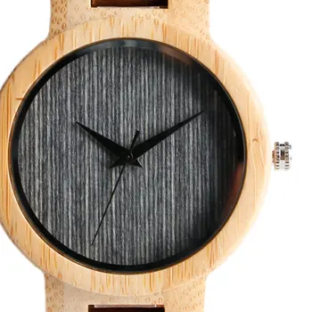 

Bambooo Watch Men Quartz Timepiece Grey/Brown Display Wooden Men Watch Genuine Leather Watch Band Unique Casual Watches Male