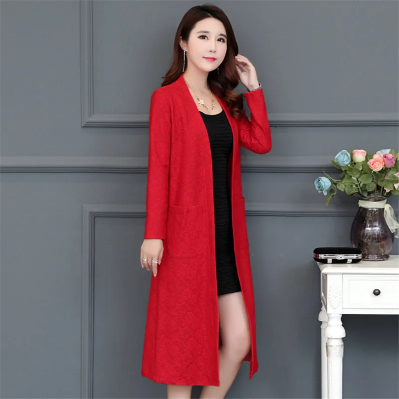 Dames Automne Couleur Blue Coupe Pur Printemps royal Cardigan Taille pink vent Creux Mediun Black Manteau Digne Tranchée En Grande red Dentelle Femmes Dt0077 Long ra16Fwxrq