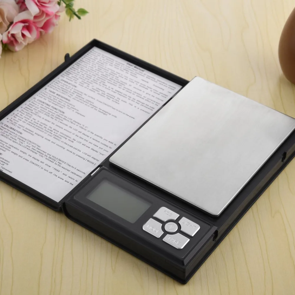 

Creative Design 500g/0.01g Digital Scale Notebook Shape Electronic Counting Gold Diamond Jewelry Scales Balance Tare Function