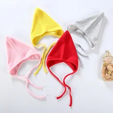 Детская шапочка для новорожденных, детская хлопковая шапка для маленьких девочек и мальчиков с шнуровкой, осенне-зимняя детская шапочка унисекс для детей от 0 до 12 месяцев