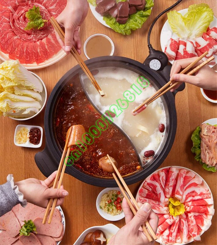 220 В 6л бытовой электрический чайник 2 в 1 мульти плита Hotpot 2 пользу жарки посуда для варки горшок машина быстрый нагрев ЕС/AU/UK/US