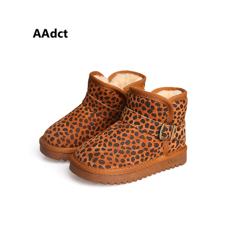 

AAdct Cotton warm snow boots for girls New fashion short boots boys 2018 Winter non-slip kids boots Leopard print