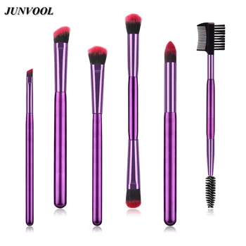 

6Pcs Purple Makeup Brushes Set Powder Foundation Eyeshadow Lash Eyeliner Lip Cosmetic Brush Double Head Eyebrow Comb Beauty Tool