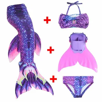 

2019 New Princess Ariel Children Baby Girls Dianonds Mermaid Tails for Swimming Costume Swimmable Mermaid Tail with Monofin Kids