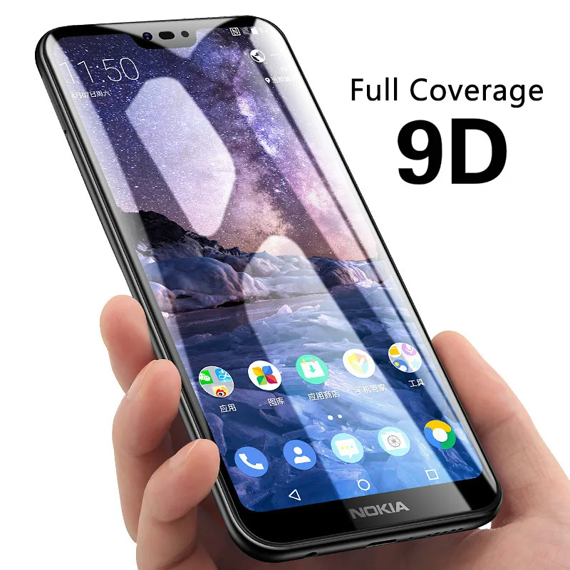 

9D Glass for Nokia 6.1 Plus Case Full Glue Protective Glass For Nokia 3.1 5.1 6.1 8.1 Plus 3 5 6 7 X5 X6 X7 Tempered Cover 9H