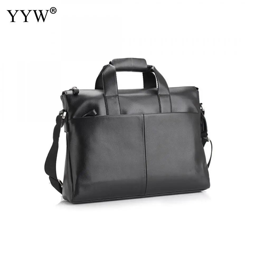 

YYW Men's Executive Briefcase Business Male Bag Portfolio Laptop Bags for Men Black Pu Leather Handbag A Case for Documents Hot