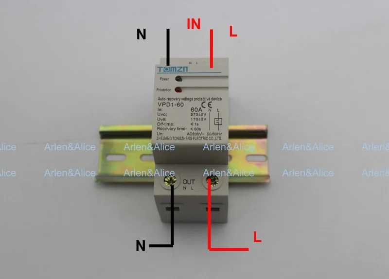 60A 230 В din-рейка автоматическое восстановление переподключение перенапряжения и под напряжением защитное устройство предохранитель реле защиты
