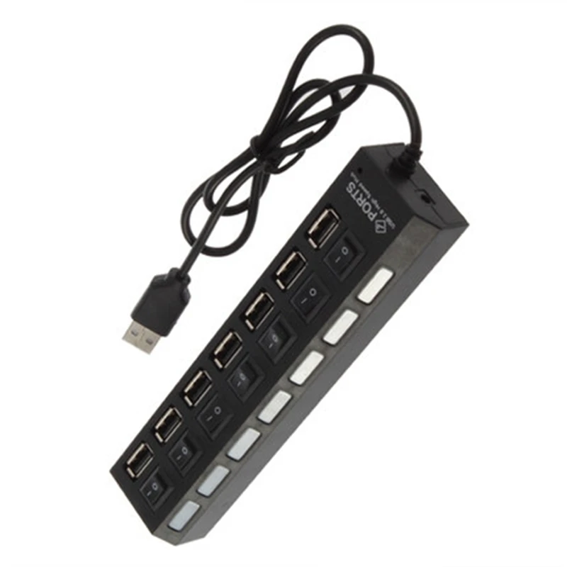 

MLLSE 7 Ports High Speed USB Hub 480 Mbps USB2.0Hub On/Off Switch Hub USB Splitter ForPC Laptop Computer Peripherals Accessories