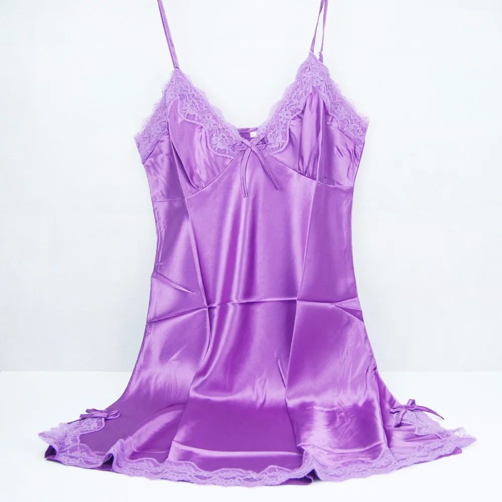 Женское сексуальное шелковое атласное Ночное платье без рукавов, ночная рубашка с v-образным вырезом, пижама, ночная рубашка, кружевное ночное белье, ночная рубашка для женщин