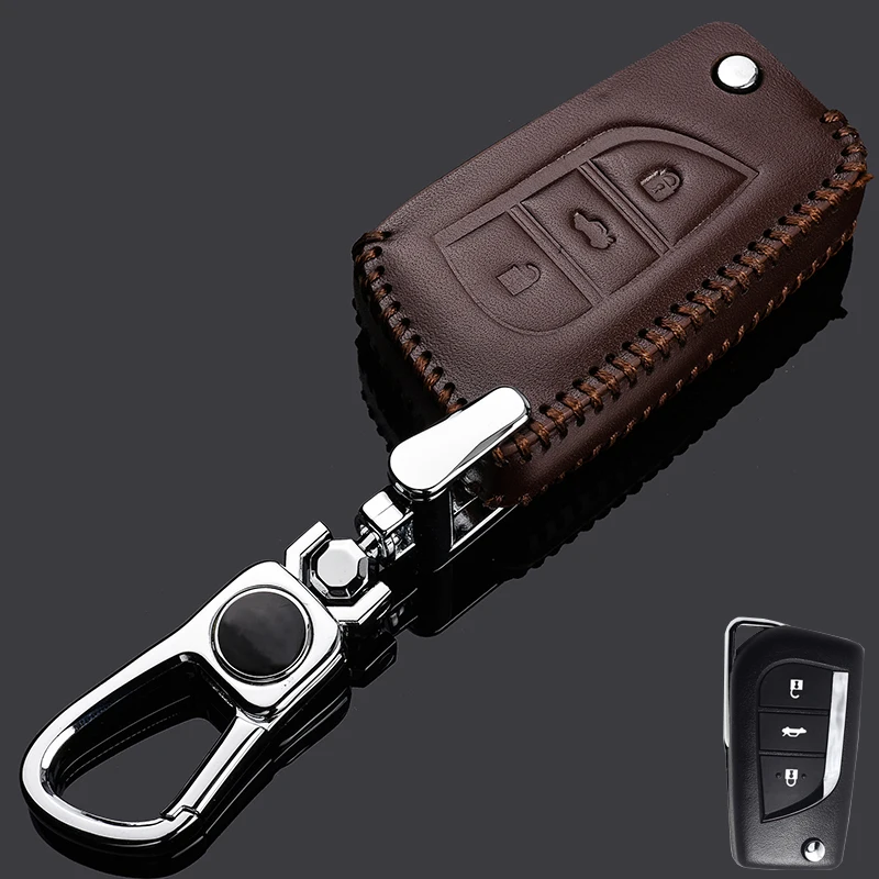 Автомобильный Футляр для ключей из натуральной кожи, кошелек для Тойота, Corolla Camry 2013 RAV Reiz, запасной держатель для ключей