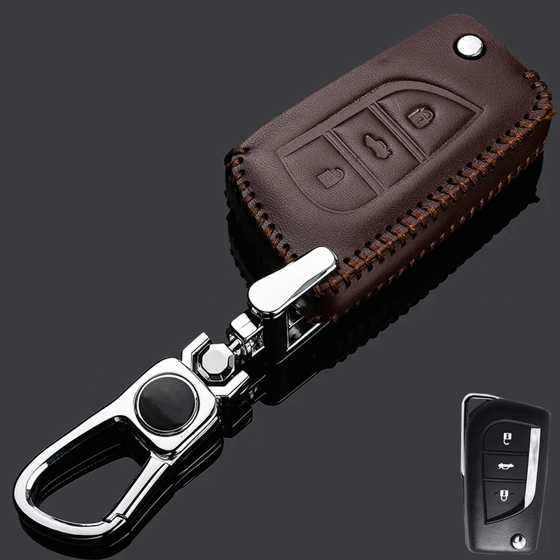 Genuine Leather Car Key Case Holder Wallet For Toyota New Corolla Camry 2013 RAV 2014 Reiz Replacement | Автомобили и мотоциклы