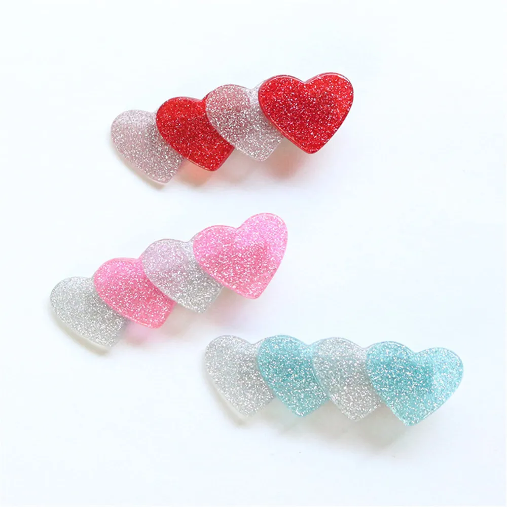 

Fashion Cute Japan Style Giltter Bling Heart Shape Acetic Acid Hair Clips Hairpins Barrettes Girls Hairgrips Hair Accessories
