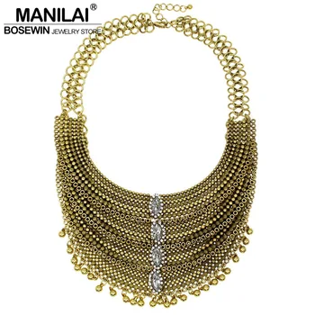 

MANILAI Latest Rhinestone Vintage Big Necklaces Women Handmade Exaggerated Chokers Crystal Statement Fashion Jewelry Accessories