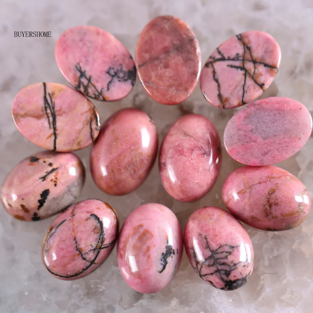 

Oval 13x18MM For Making Necklace Pendant Bracelet Earrings Natural Stone Pink Rhodonite CAB Cabochon 10Pcs K1613