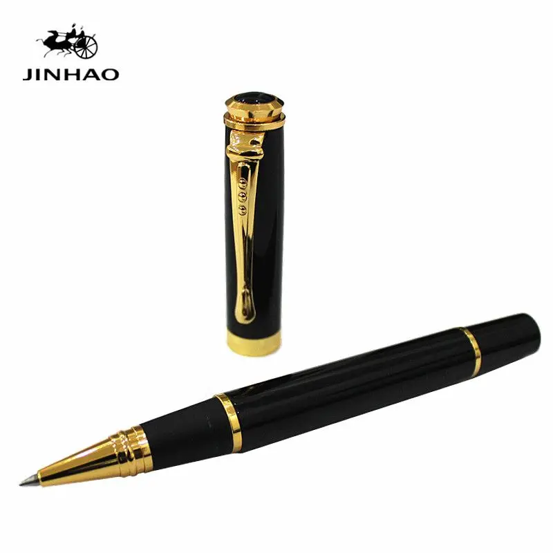 Jinhao 500 Chessboard, Ручка-роллер, Роскошная золотая шариковая ручка с зажимом 0,7 мм, черные металлические ручки-роллеры