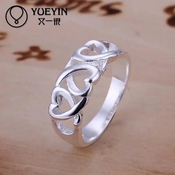 finger ring silver ring wedding rings wedding ring Silver Plated Ring For Women Wedding Party Jewelry Heart To Heart Shape