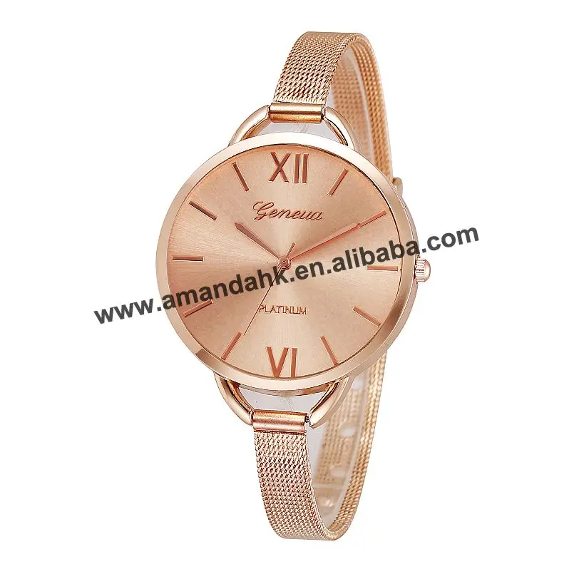 

Новинка, оптовая продажа, повседневные часы из сплава Женева, модные женские часы с римскими цифрами, тонкие металлические часы, повседневные женские наручные часы