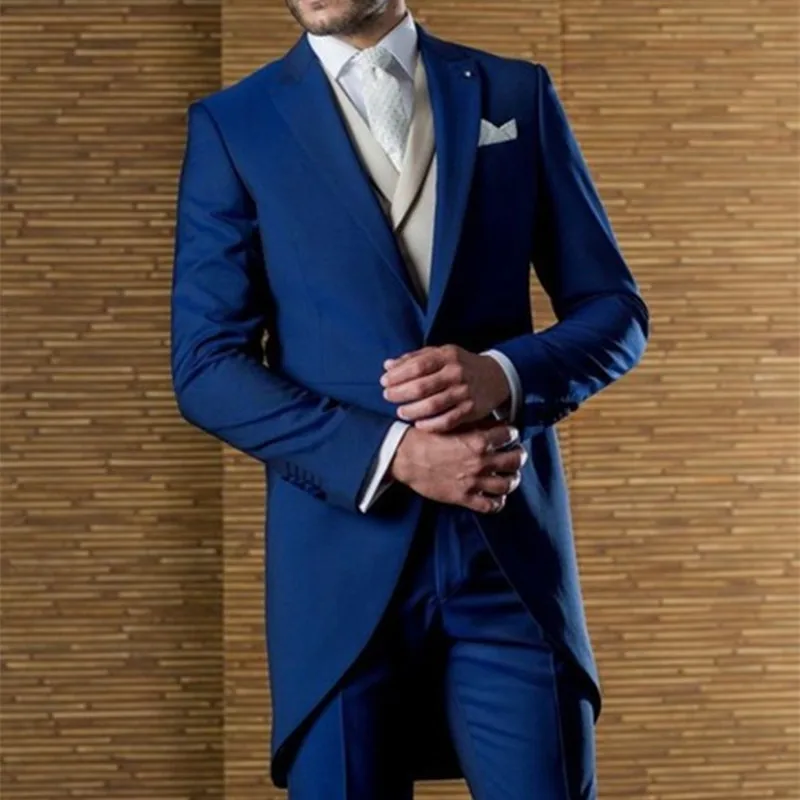 

Latest Coat Pant Designs Italian Royal Blue Men Suit Slim Fit 3 Piece Long Tuxedo Prom Suits Custom Groom Blazer Terno Masculino