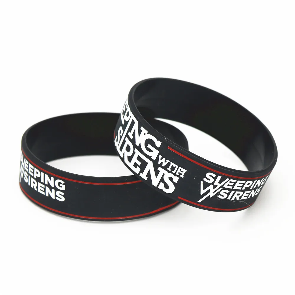 Sleeping With Sirens Band Silicone Bracelets&Bangles Wide Tendy Popular Silicone Wristband Classic Band Gifts SH197 1PC