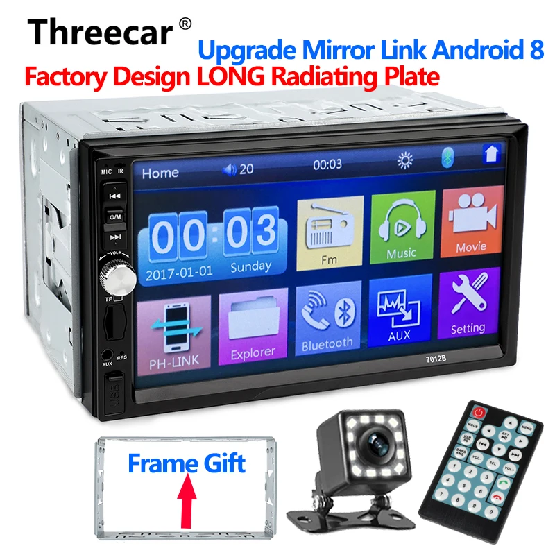 

7 Inch Bluetooth Car Audio radio Stereo MP5 MP4 Handsfree Player 2 Din FM USB support rear camera upgrade with mirroring link