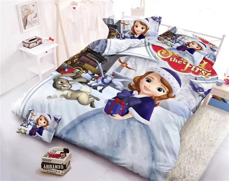 Комплекты постельного белья принцессы Софии для детей, декор для спальни, пододеяльник, простыня, 2-4 шт., домашние покрывала для девочек