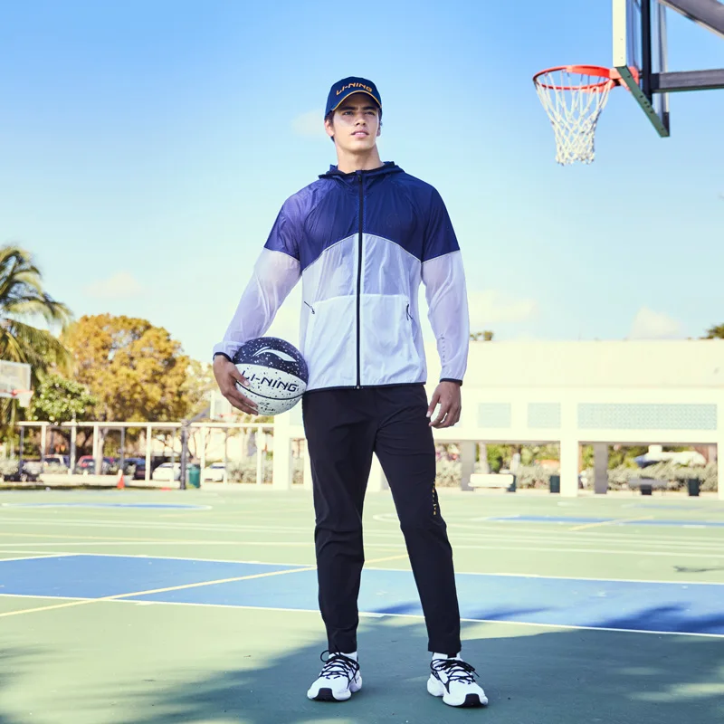 Li-Ning мужские брюки серии Wade, 86% нейлон, 14% спандекс, Стандартный крой, с карманами на завязках, подкладка, 3D облегающие спортивные штаны AYKP057 MKY488