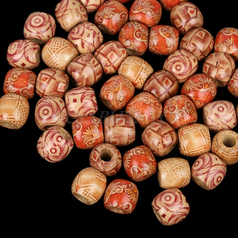 

50pcs Natural Wooden Beads Fit Necklace Bracelet Loose Big 7mm Hole Spacer Wood Beads For Jewelry DIY Craft