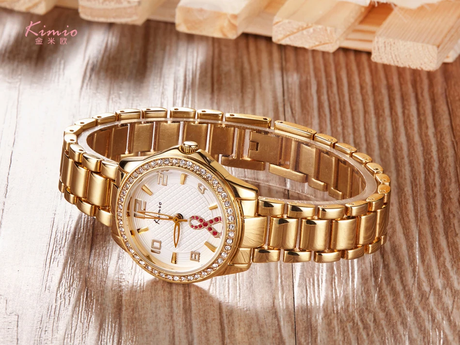 KIMIO Ribbon Fluttering Diamond Hollow Needle Rose Gold Watch Women Dress Bracelet Luxury Brand Wrist Watches For Women Clock KIMIO Ribbon Fluttering Diamond Hollow Needle Rose Gold Watch Women Dress Bracelet Luxury Brand Wrist Watches For Women Clock