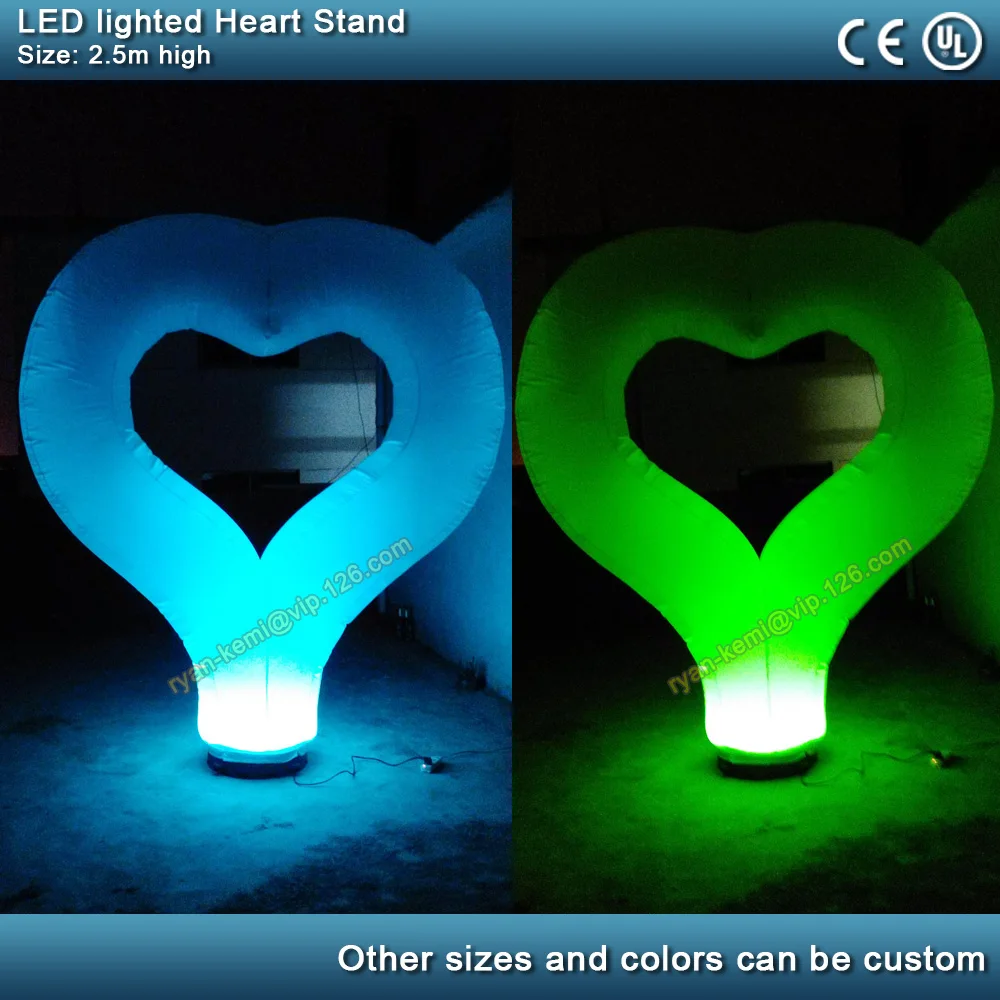 2.5m LED lighting inflatable heart stand  Valentine's Day Wedding party Decoration inflatable heart balloon with blower