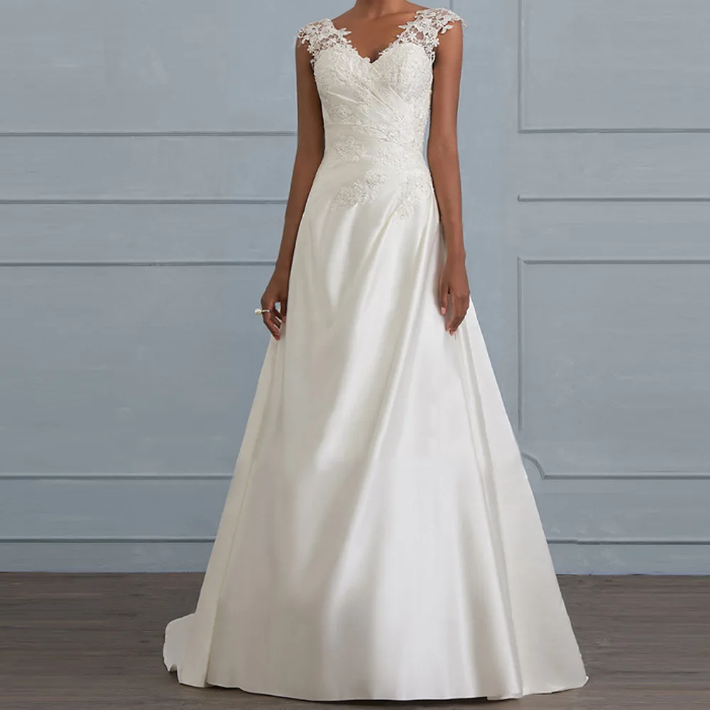 

Long Dresses Woman Party Night Elegant Sexy Patchwork White Ladies Dresses Sleeveless V-Neck Maxi Lace Dress robe vestidos 2019