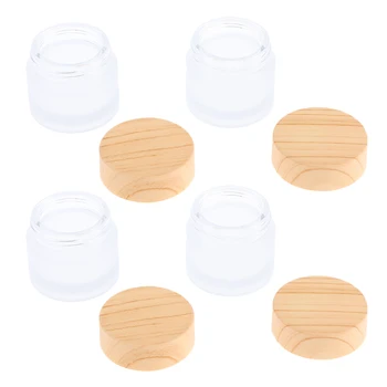 

4Pcs 10g Glass Travel Makeup Containers Empty Jars small Round Refillable Pots Fits Lip Balm Cosmetic Lotion Cream