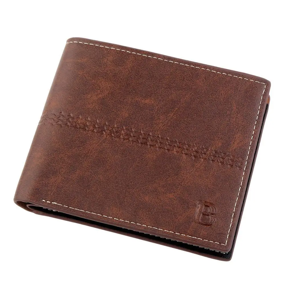 men's wallet Vintage brown Dollar Short Slim carteira masculina erkek cuzdan billetera hombre No Zipper wallet men B purse - Color: Coffee