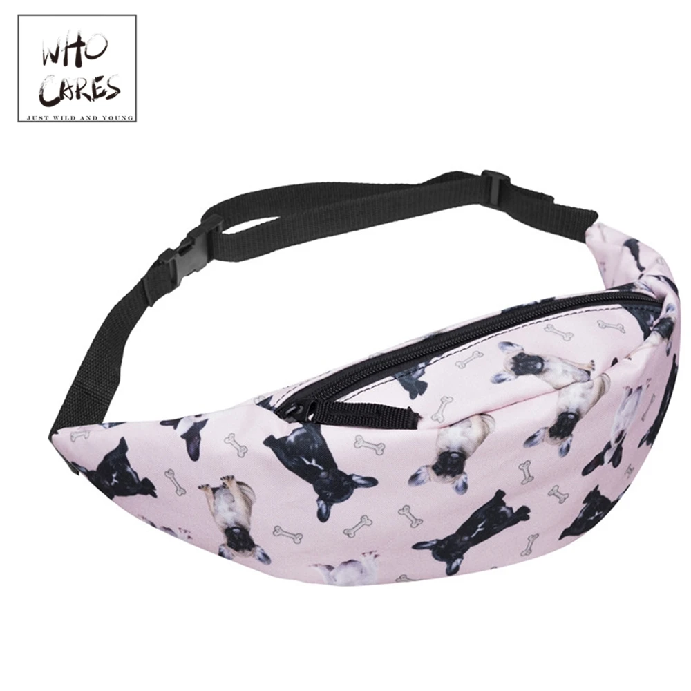 

WHO CARES Waist Bag nerka Fanny Packs Fitness Belt Bag BULLDOGS Printing Waist Pack Travelling Mobile Phone Bags