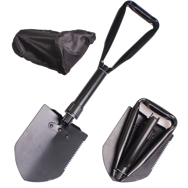 

New Stainless Steel Foldable Army Shovel Spade with Serrated Blade Outdoor Sports Camping Survival Emergency Accessories